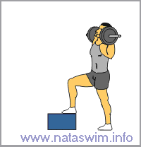 Box Step with Barbell & Knee Drive